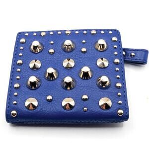 Juicy Couture Wallet OS Blue Studded Glam Y2K Punk Chic Leather Cardholder